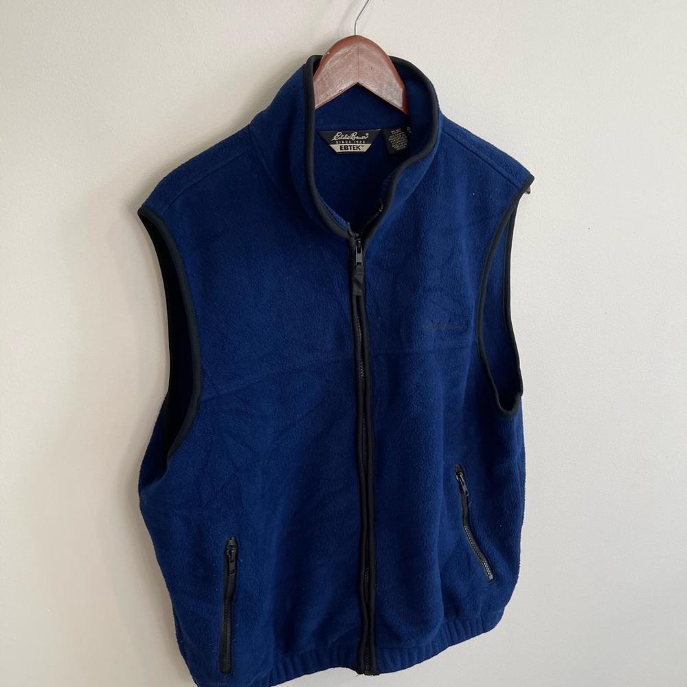 Eddie Bauer Men’s Blue Fleece Vest - Vintage size medium. EBTEK - Picture 6 of 7